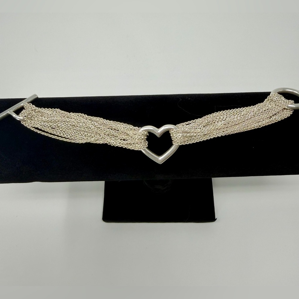 Tiffany & Co. Silver Multi-Strand Mesh Heart Bracelet EUC -Full Inclusion - Picture 1 of 6